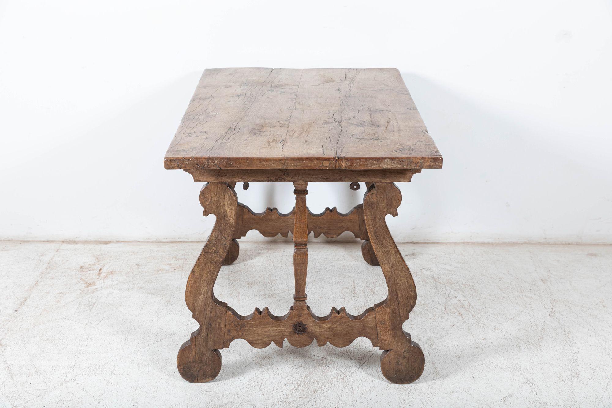Mid-19th Century 19th C Spanish Walnut Trestle Table