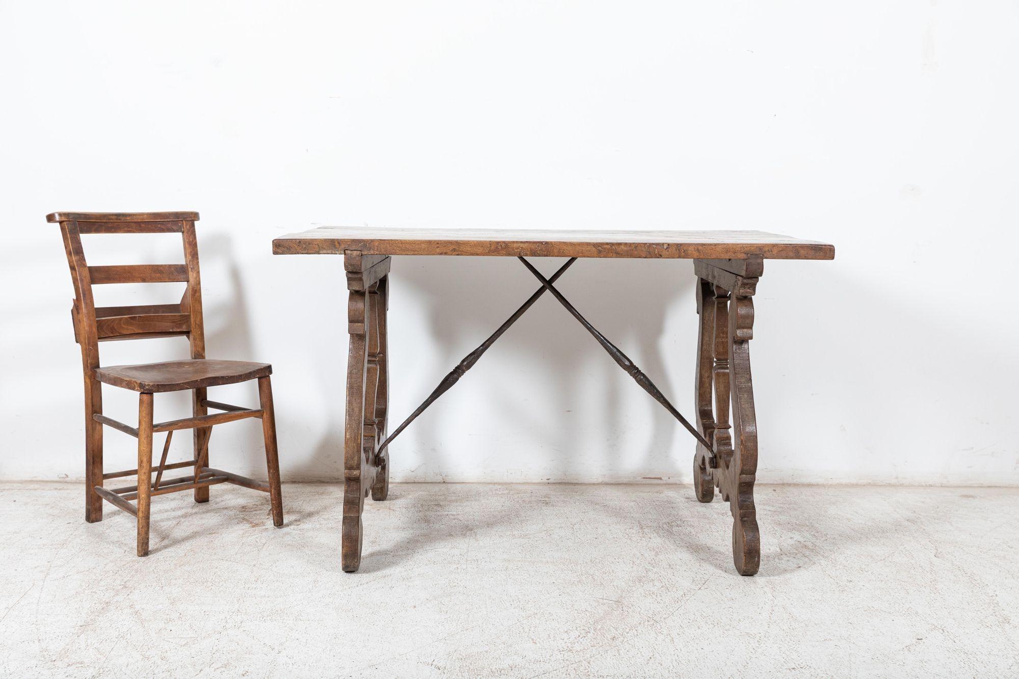 19th C Spanish Walnut Trestle Table 1