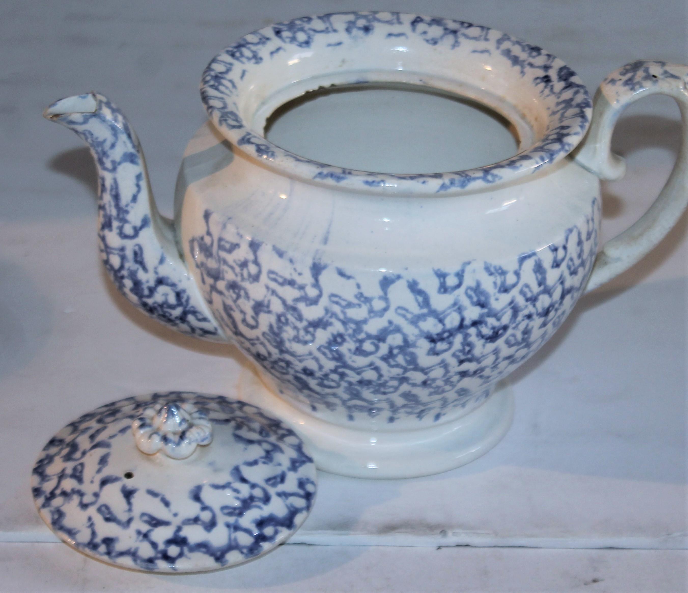 Hand-Crafted 19Thc Spatter Ware Tea Pot For Sale
