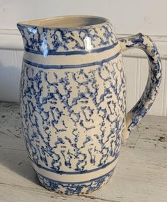 19thc Sponge Pitchers With Bands -Pair
