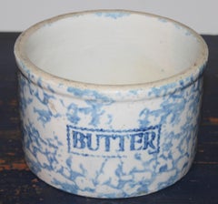19th C Sponge Pottery Butter Crocks -3