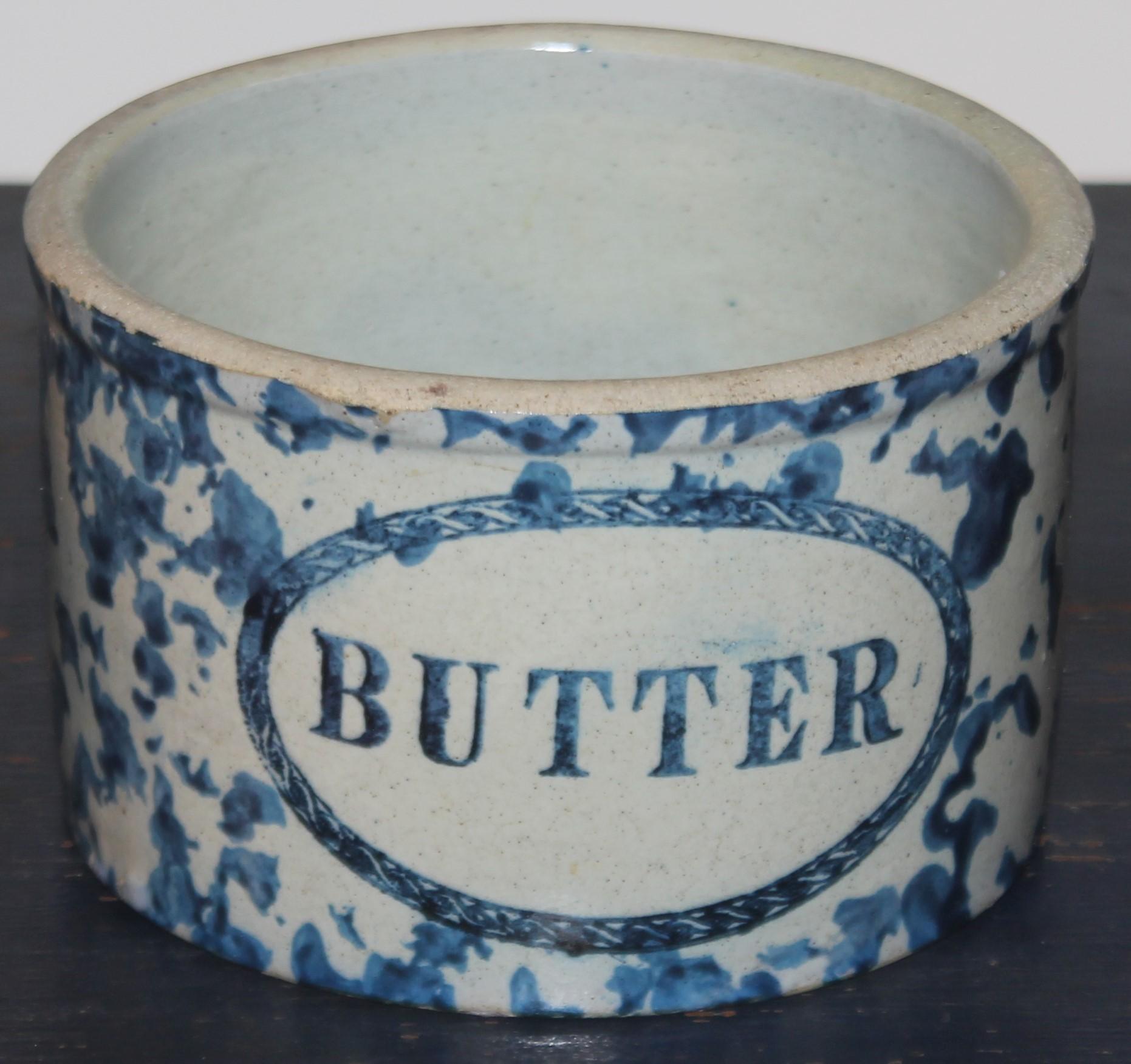 American 19th C Sponge Pottery Butter Crocks -3 For Sale