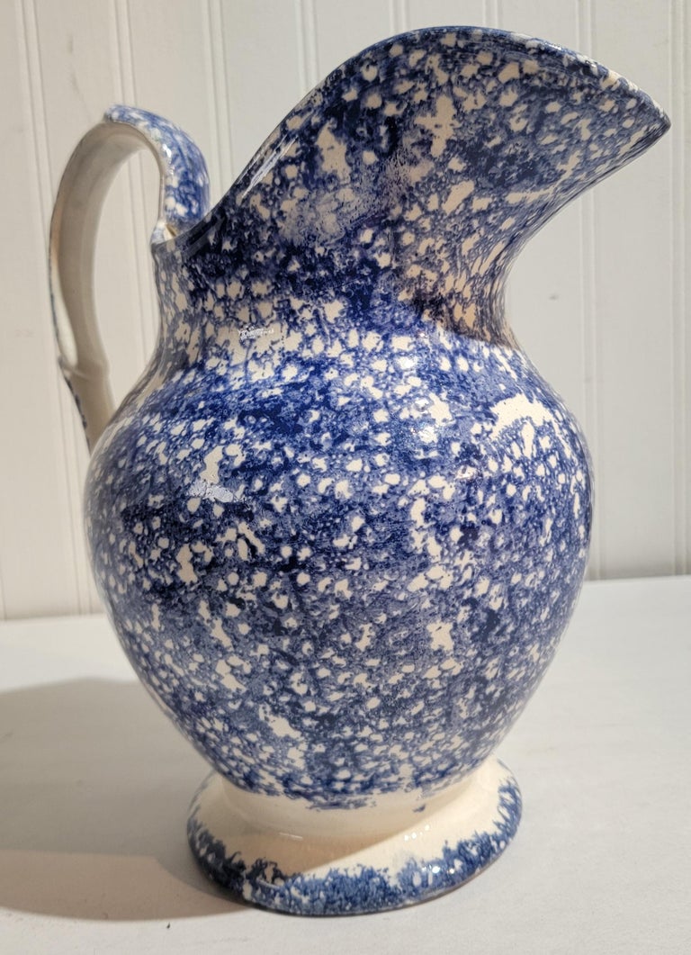 Hand-Crafted 19Thc Sponge /Spatter Ware Water Pitcher For Sale