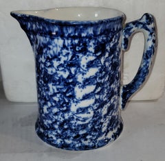 19thc Sponge Ware Blue & White Pitchers Collection, 4