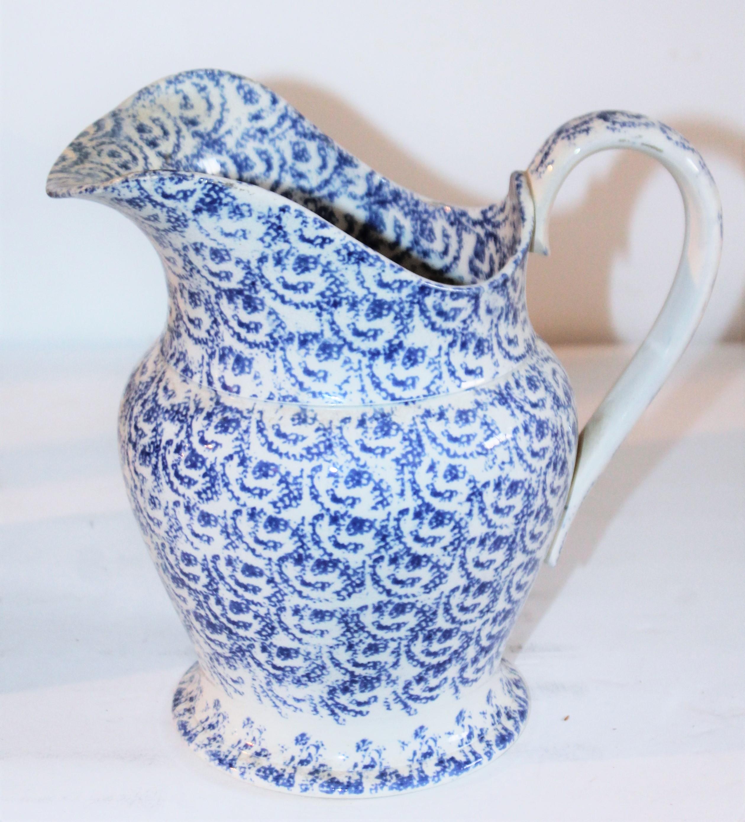 19th century sponge ware soft paste design sponge soft paste pitcher. The condition is very good and this is most unusual.