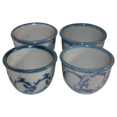 19Thc Vasos para flan de loza esponjosa -Juego de cuatro