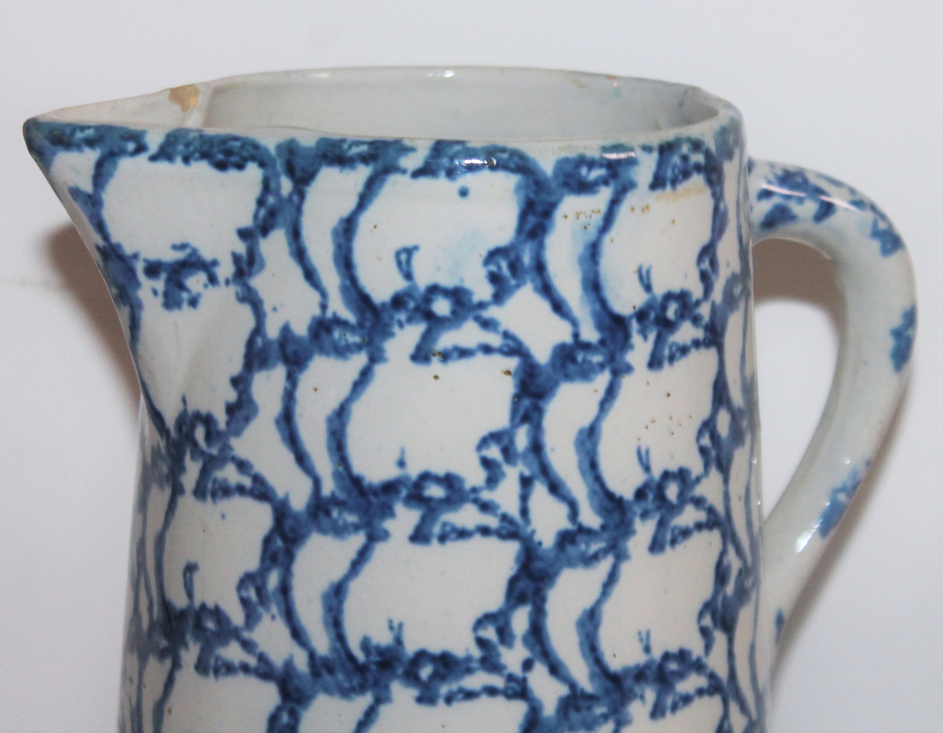 Adirondack 19th Century Sponge Ware Design Pattern Pitcher