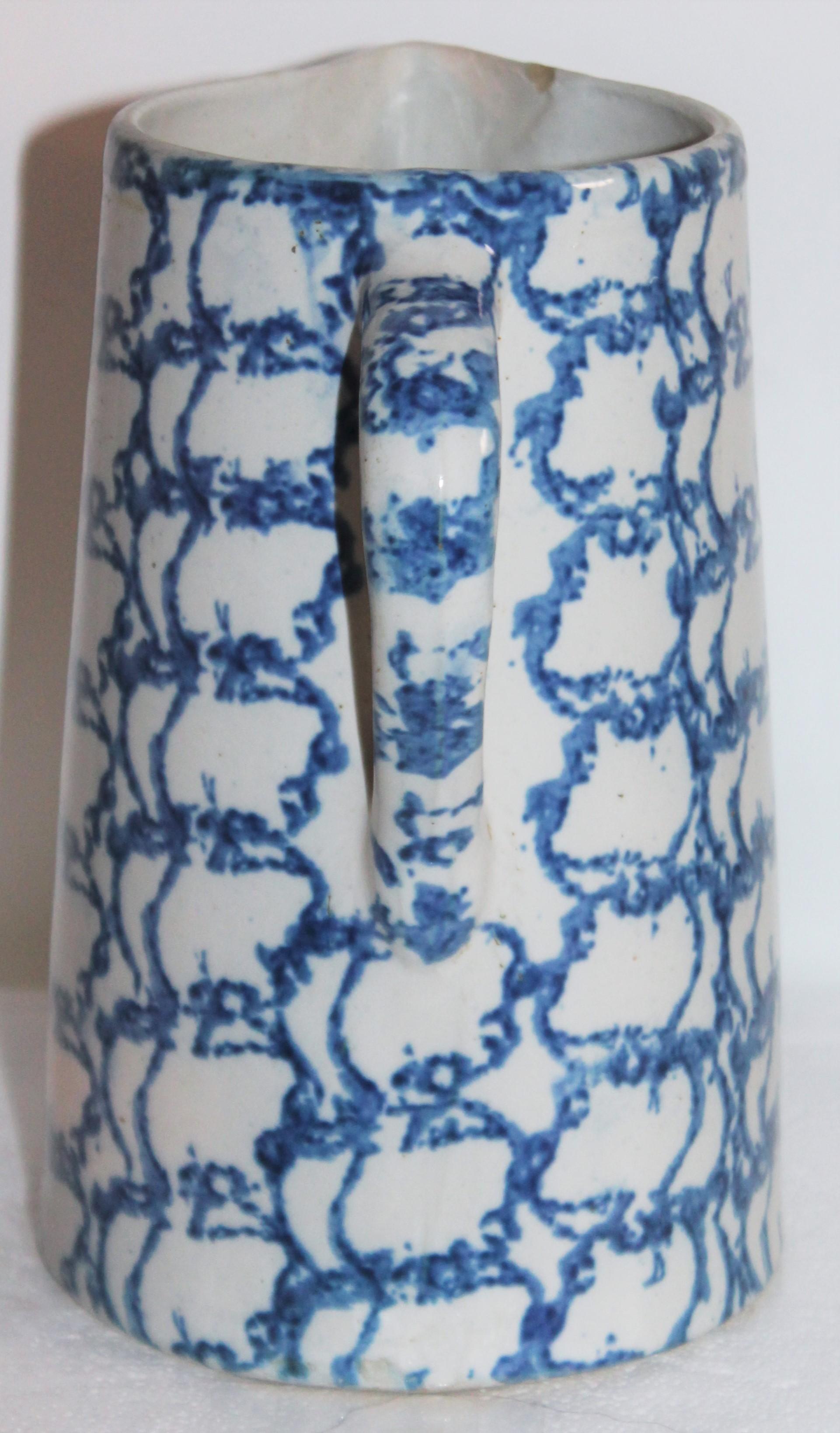 American 19th Century Sponge Ware Design Pattern Pitcher