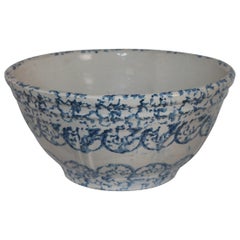 19thc Sponge Ware Large Mixing Bowl