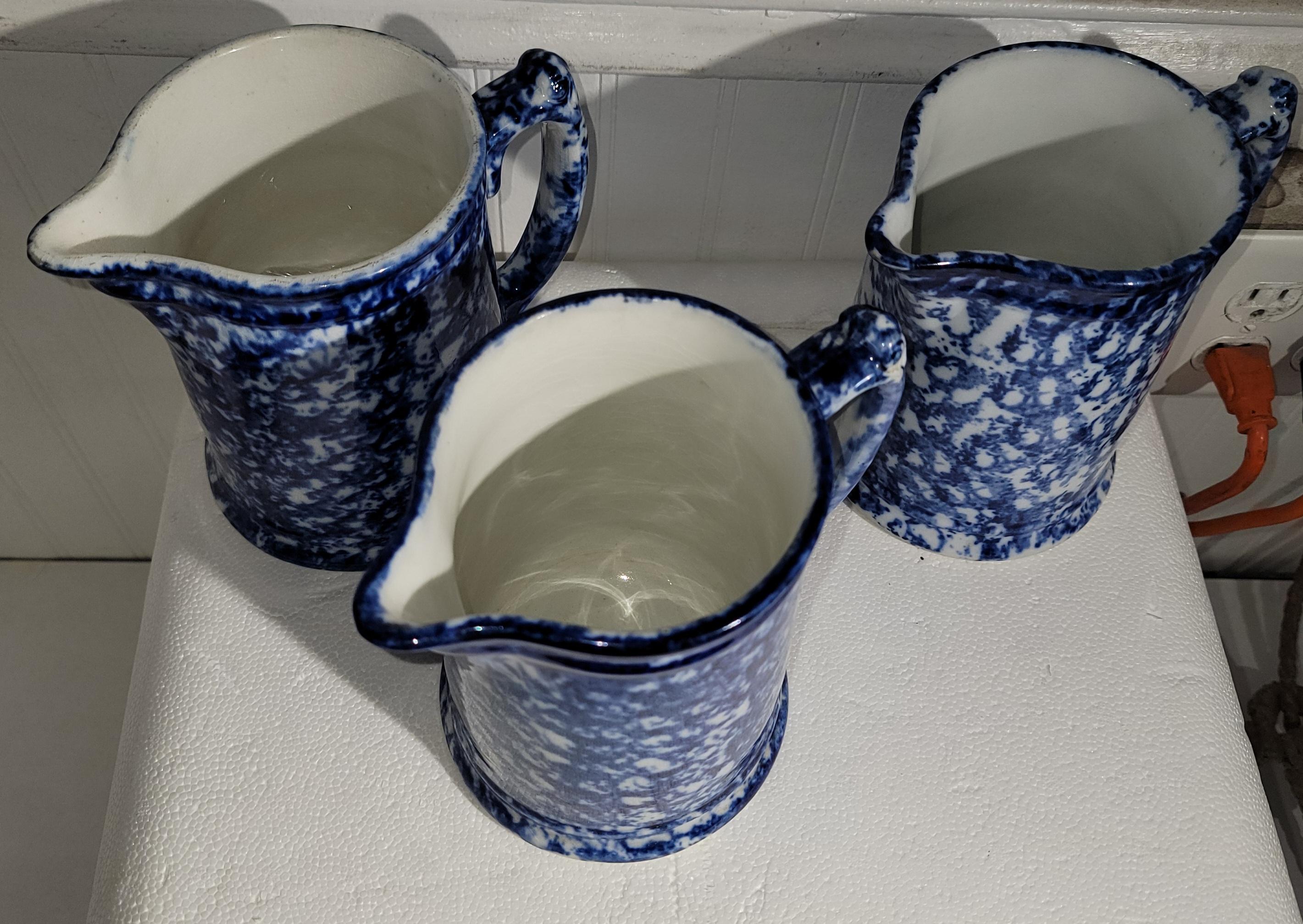  19thc Sponge Ware Milk Pitchers -5 For Sale 6