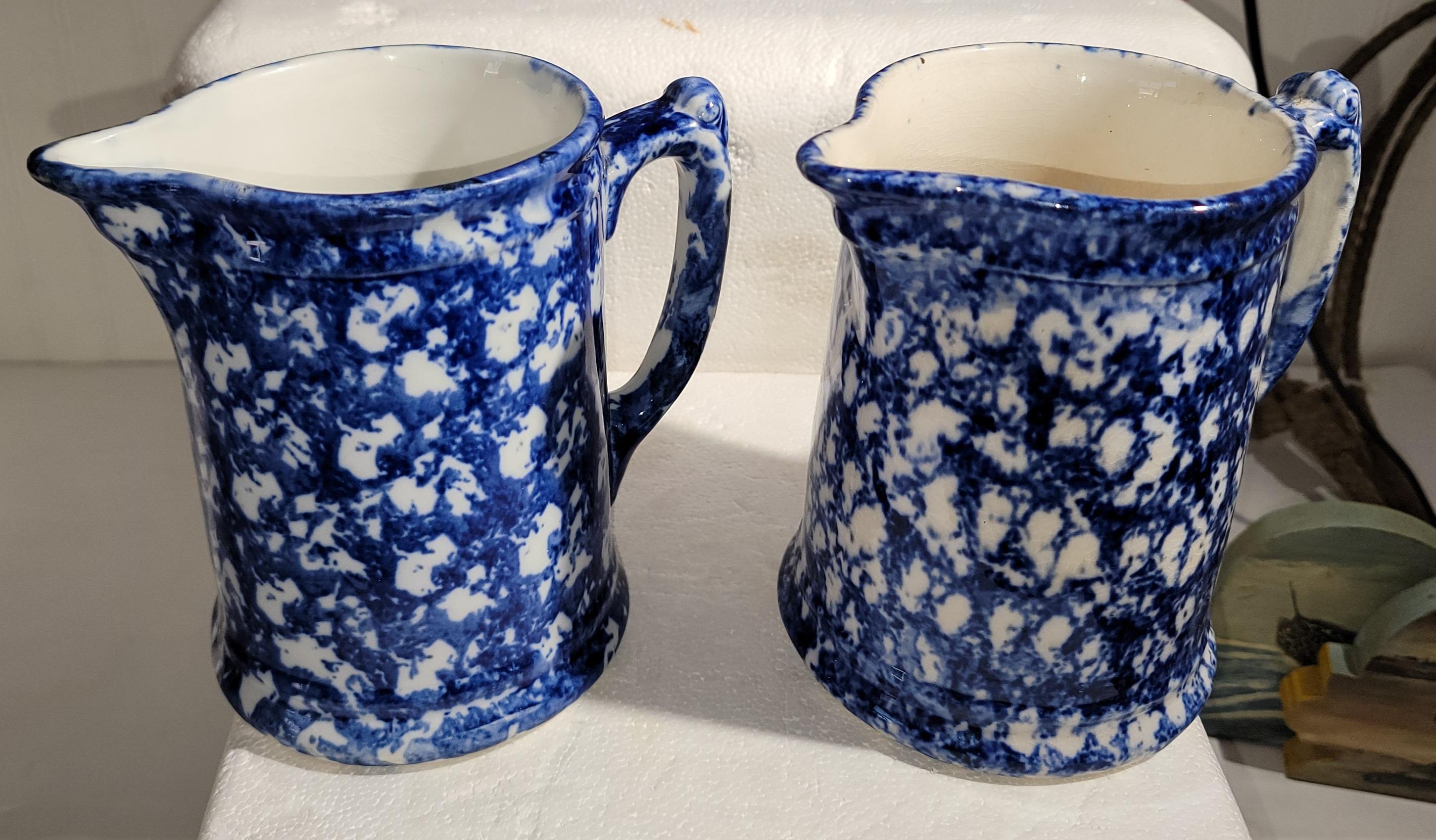 Adirondack  19thc Sponge Ware Milk Pitchers -5 For Sale