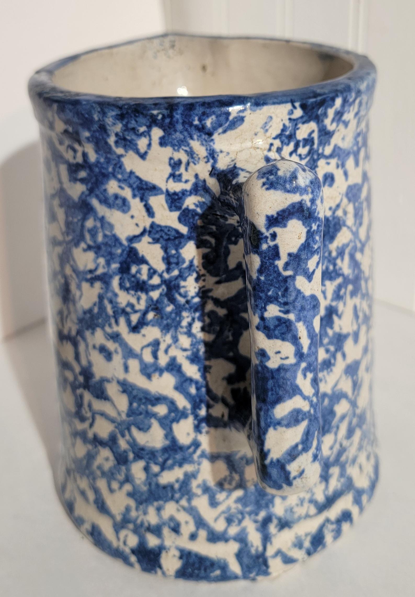 19th Century 19Thc Sponge Ware Milk Pitchers -Pair
