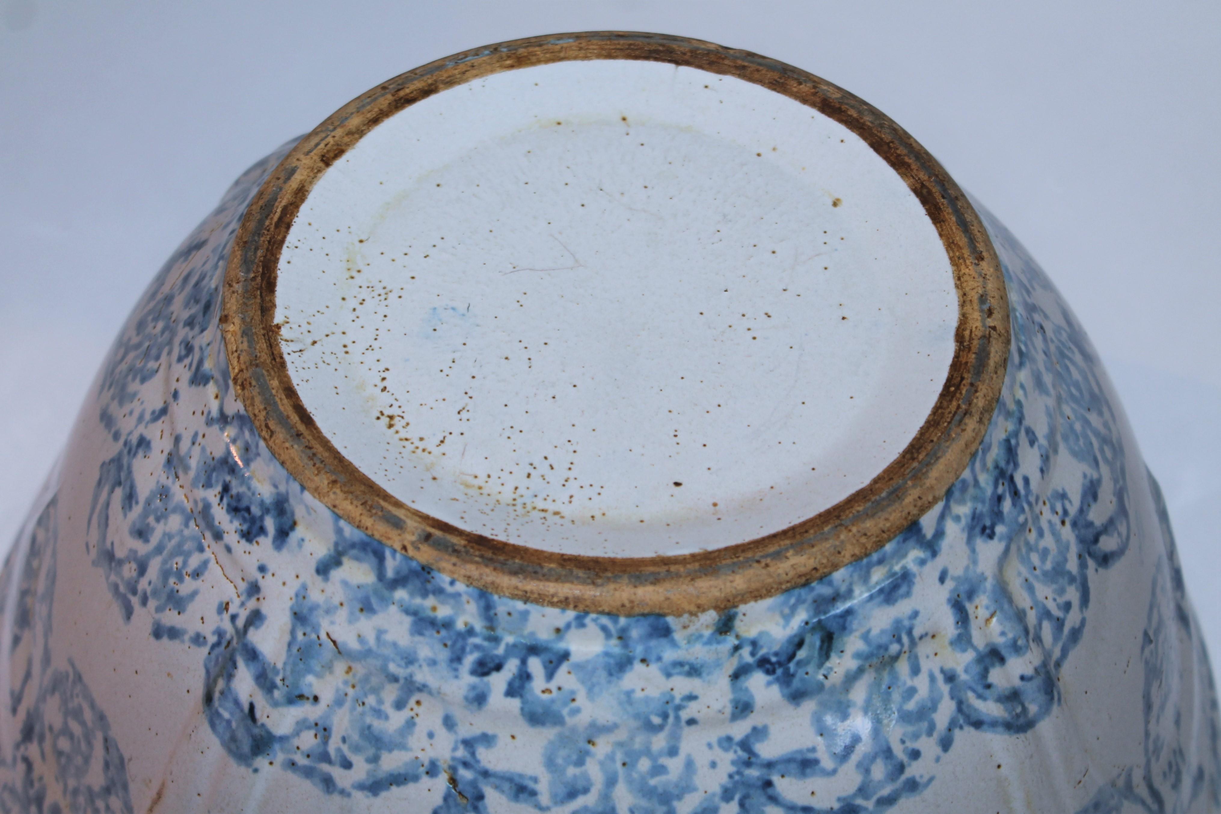 19th Century 19thc Sponge Ware Mixing Bowl For Sale