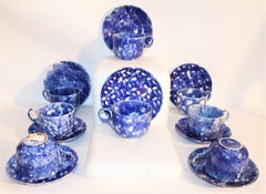 19th Century Sponge Ware Mush C&S Collection 8 Sets