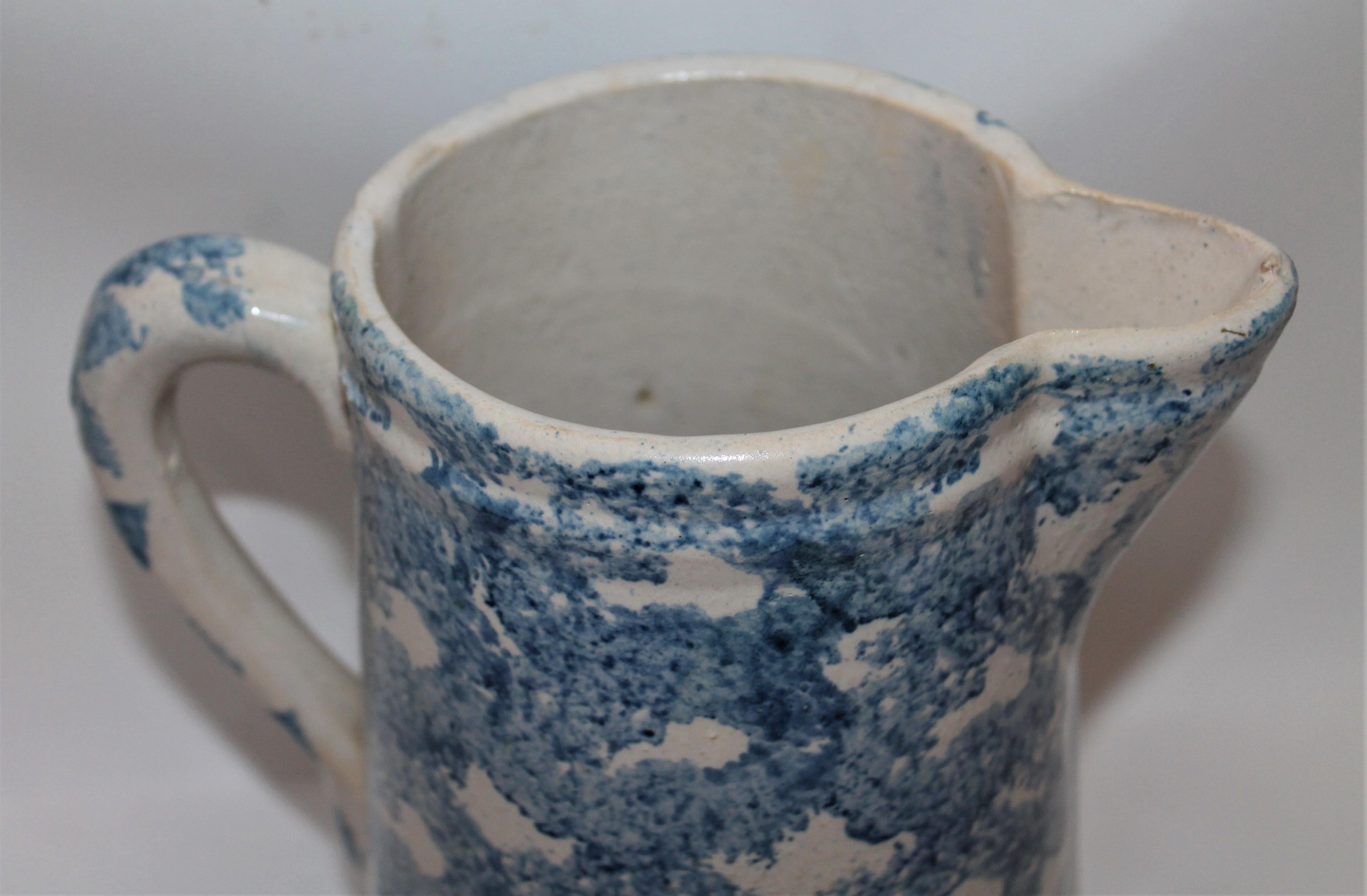 Country 19th Century Sponge Ware Patterned Pitcher