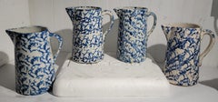 19Thc Sponge Ware Pitcher Collection of Four