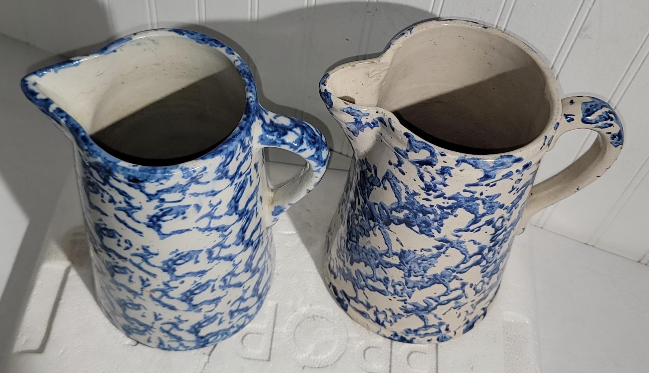 Hand-Crafted 19Thc Sponge Ware Pitcher Collection of Four For Sale