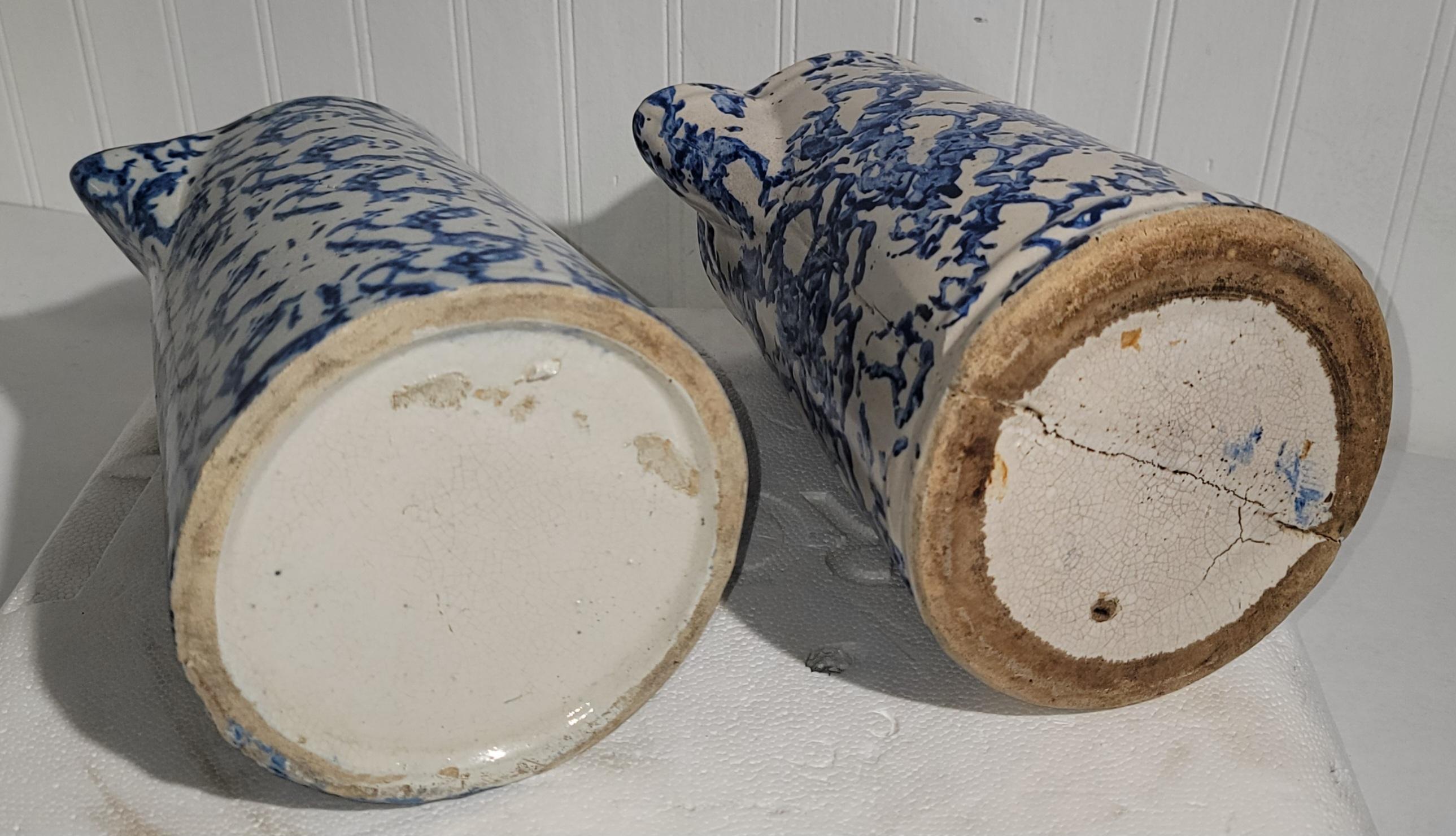 19th Century 19Thc Sponge Ware Pitcher Collection of Four For Sale