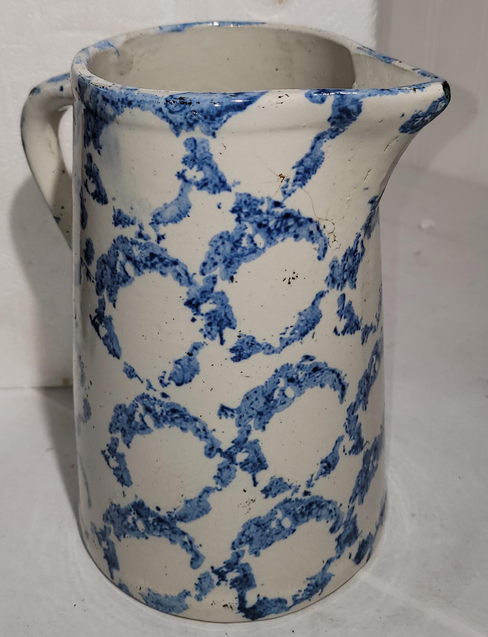 Adirondack 19Thc Sponge Ware  Smoke Ring Pattern Pitcher For Sale