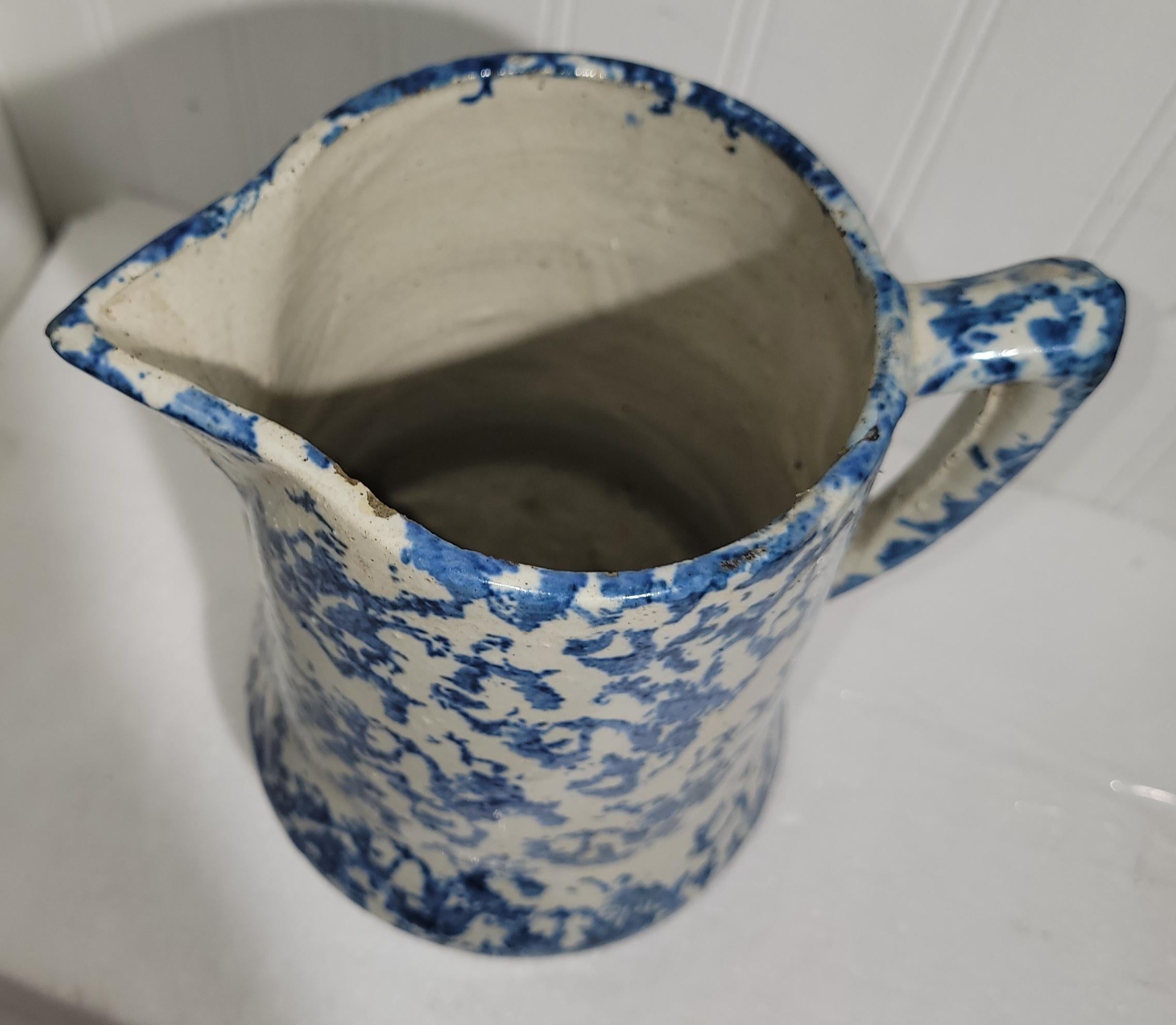 American 19thc Sponge Ware Pitcher For Sale
