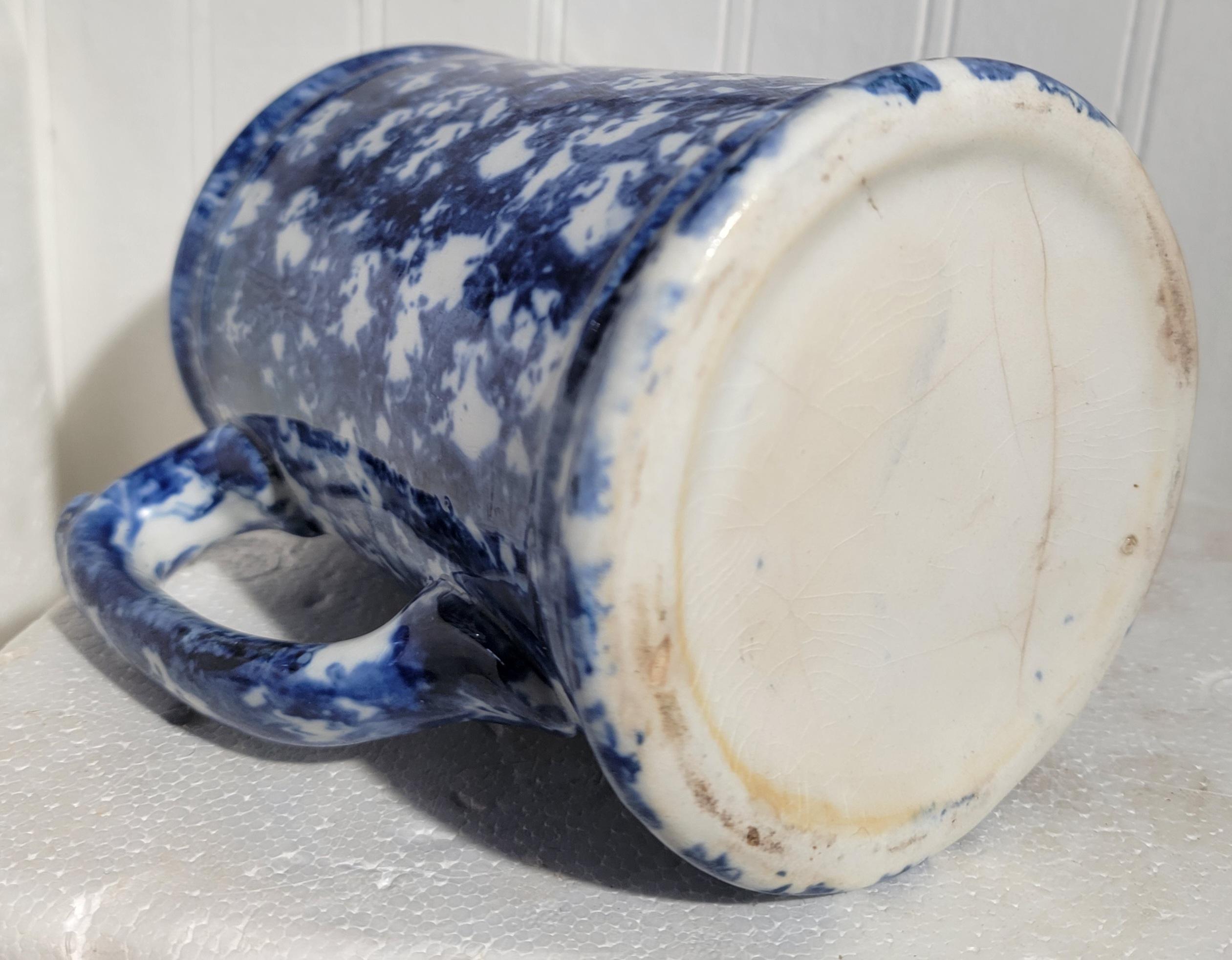 19th Century 19thc Sponge Ware Pitcher For Sale
