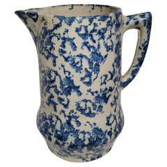 Antique 19thc Sponge Ware Pitcher