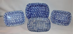 19th Century Sponge Ware Platters, Collection of Four