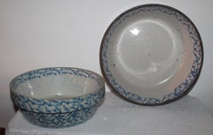 19th Century Sponge Ware Pottery Bake Dishes