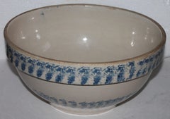 19th Century Sponge Ware Pottery Batter Bowl
