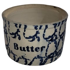 Sponge Ware Pottery "Butter" Crock, 19th Century 