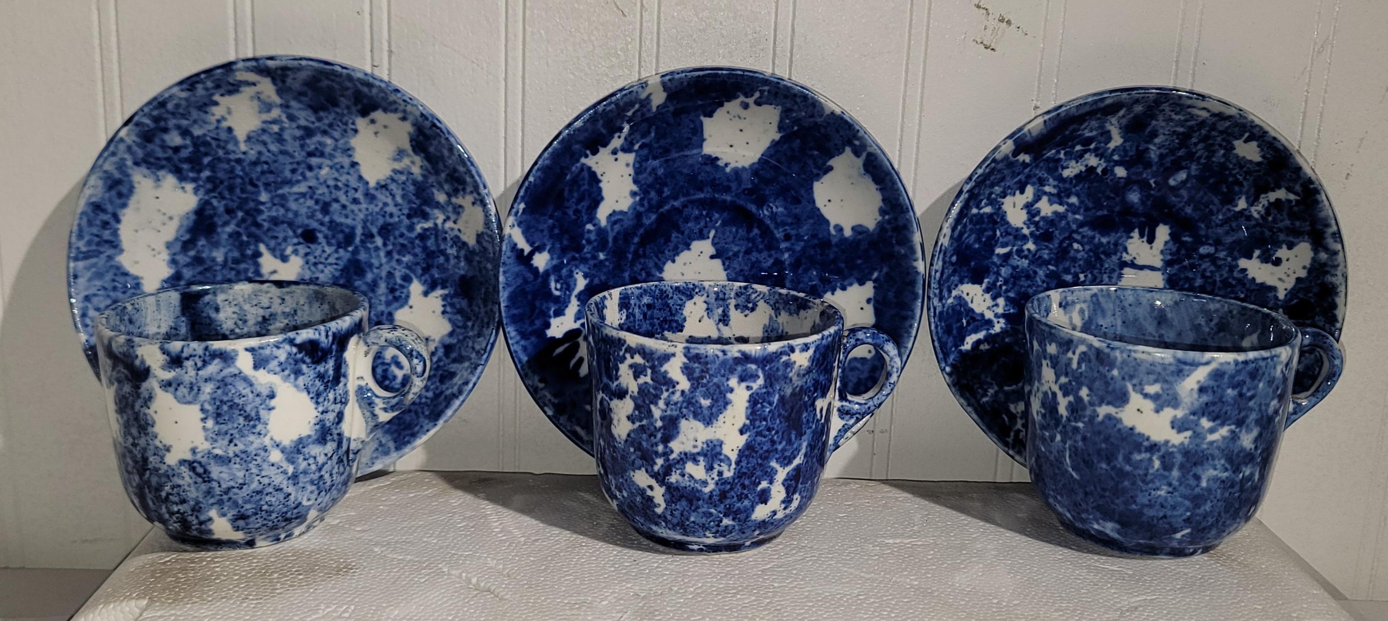 19Thc Sponge Ware Pottery C & S -Set of Six For Sale 3