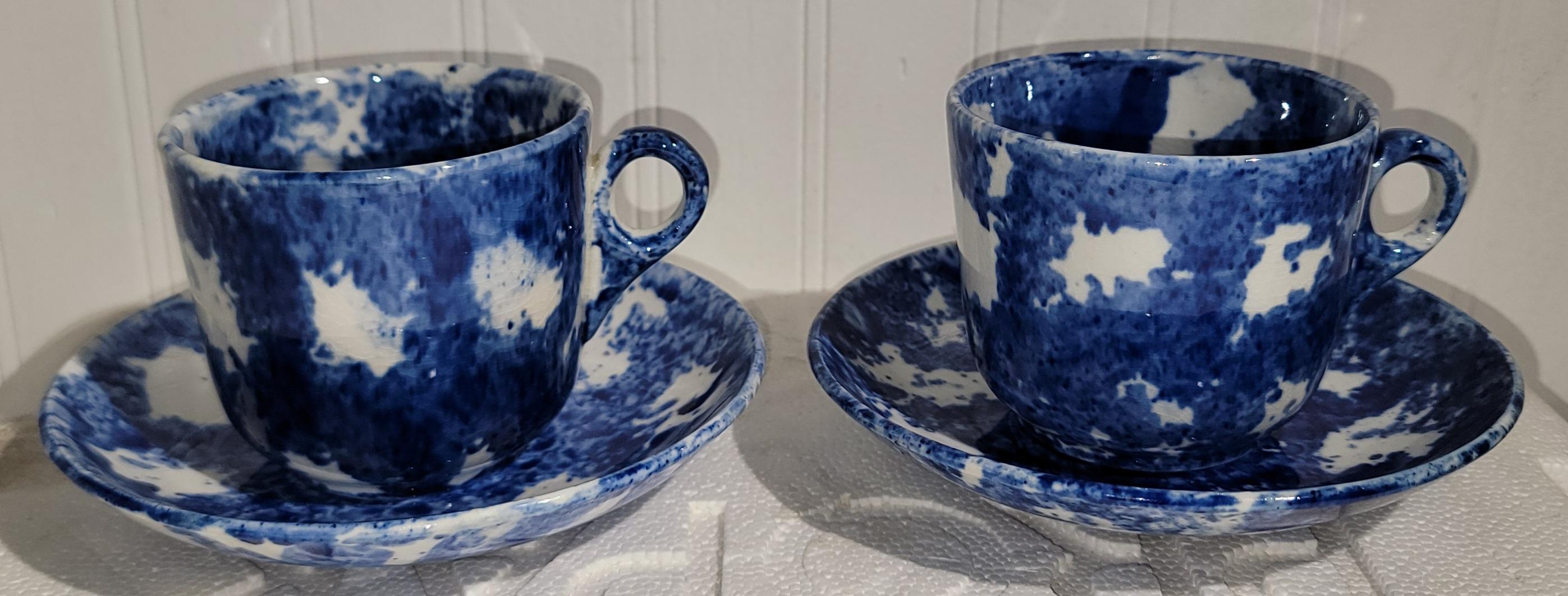 19Thc Sponge Ware Pottery C & S -Set of Six For Sale 4