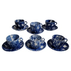 19Thc Sponge Ware Pottery C & S -Set of Six