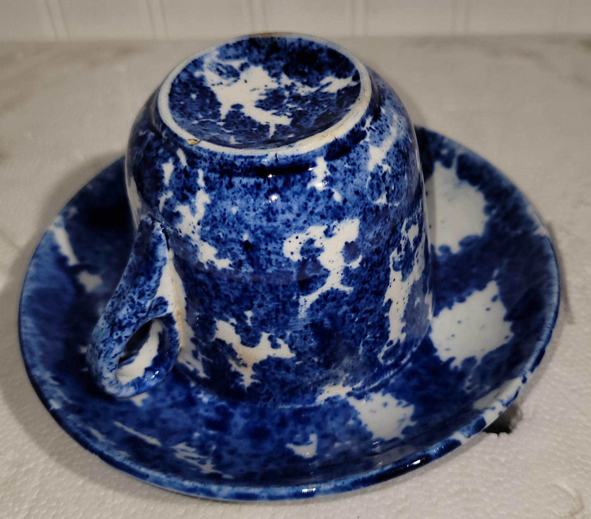 19Thc Sponge Ware Pottery C & S -Set of Six For Sale 1