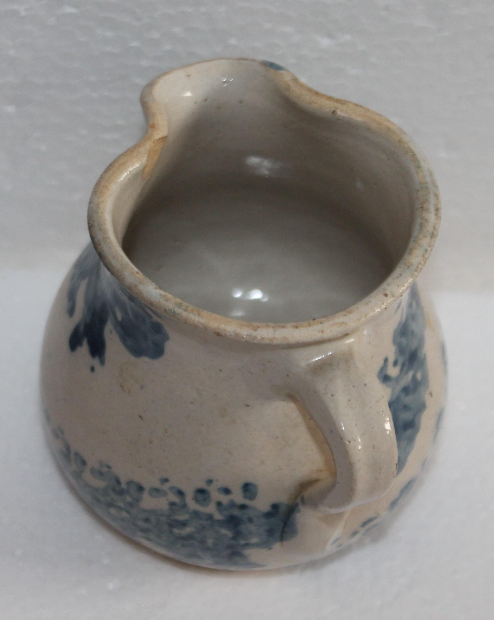 Hand-Crafted 19th Century Sponge Ware Pottery Cream Pitcher