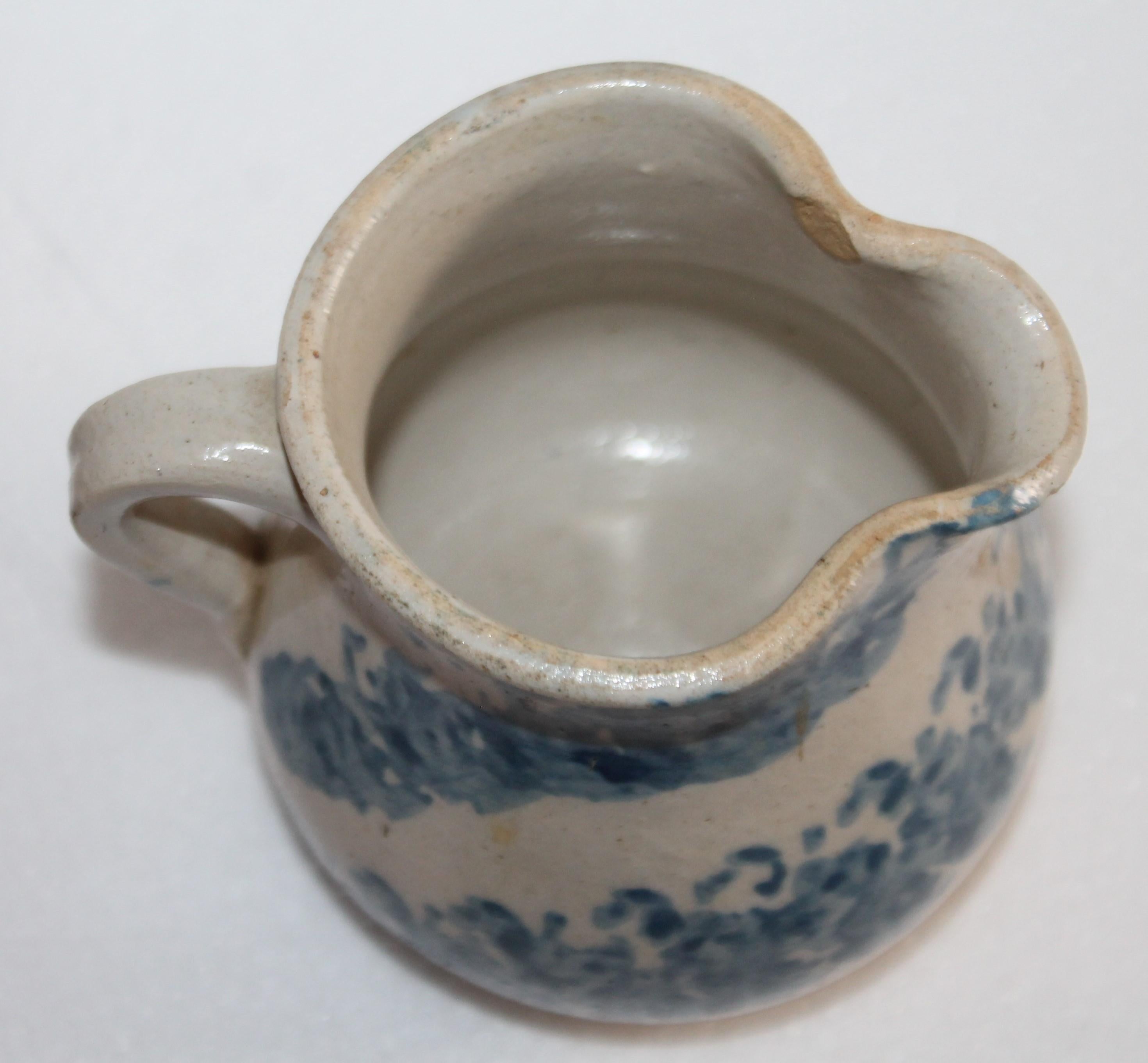 19th Century Sponge Ware Pottery Cream Pitcher 1