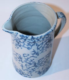 19thc Sponge Ware Pottery Pitcher