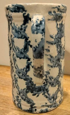 19Thc Sponge Ware Pottery Pitcher