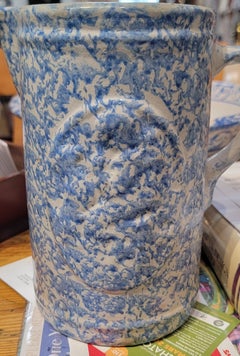19thc Sponge Ware Pottery Pitcher