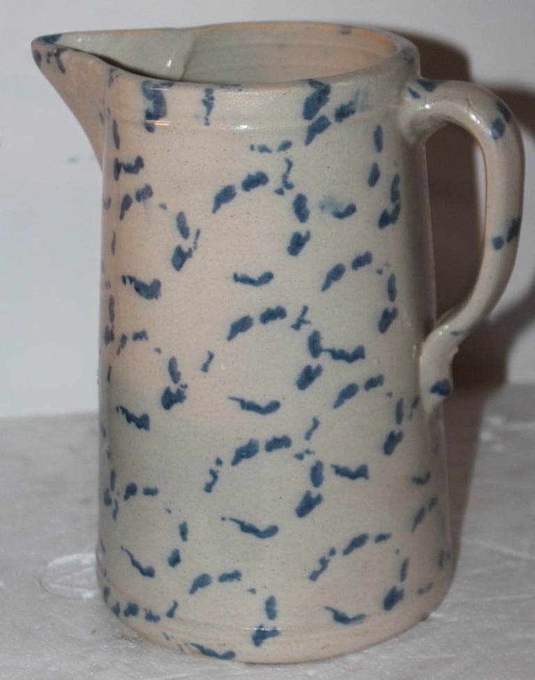 American 19Thc Sponge Ware Pottery Pitcher For Sale