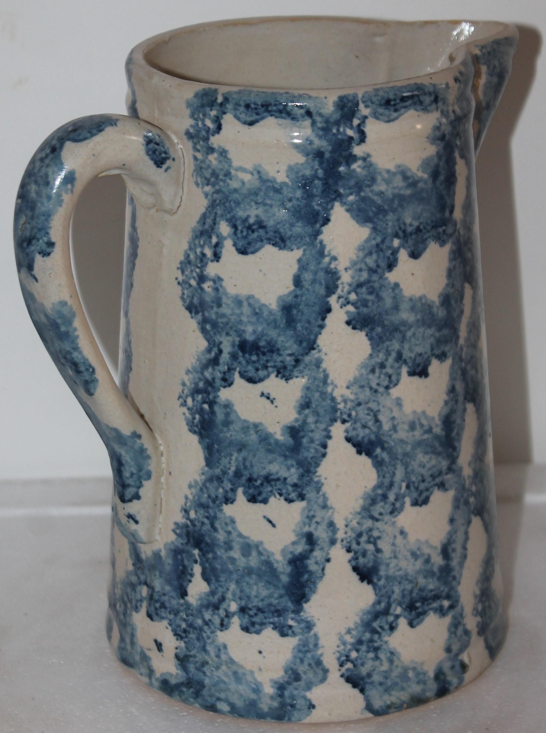 19Thc Sponge Ware Pottery Pitchers -Collection of Four 4