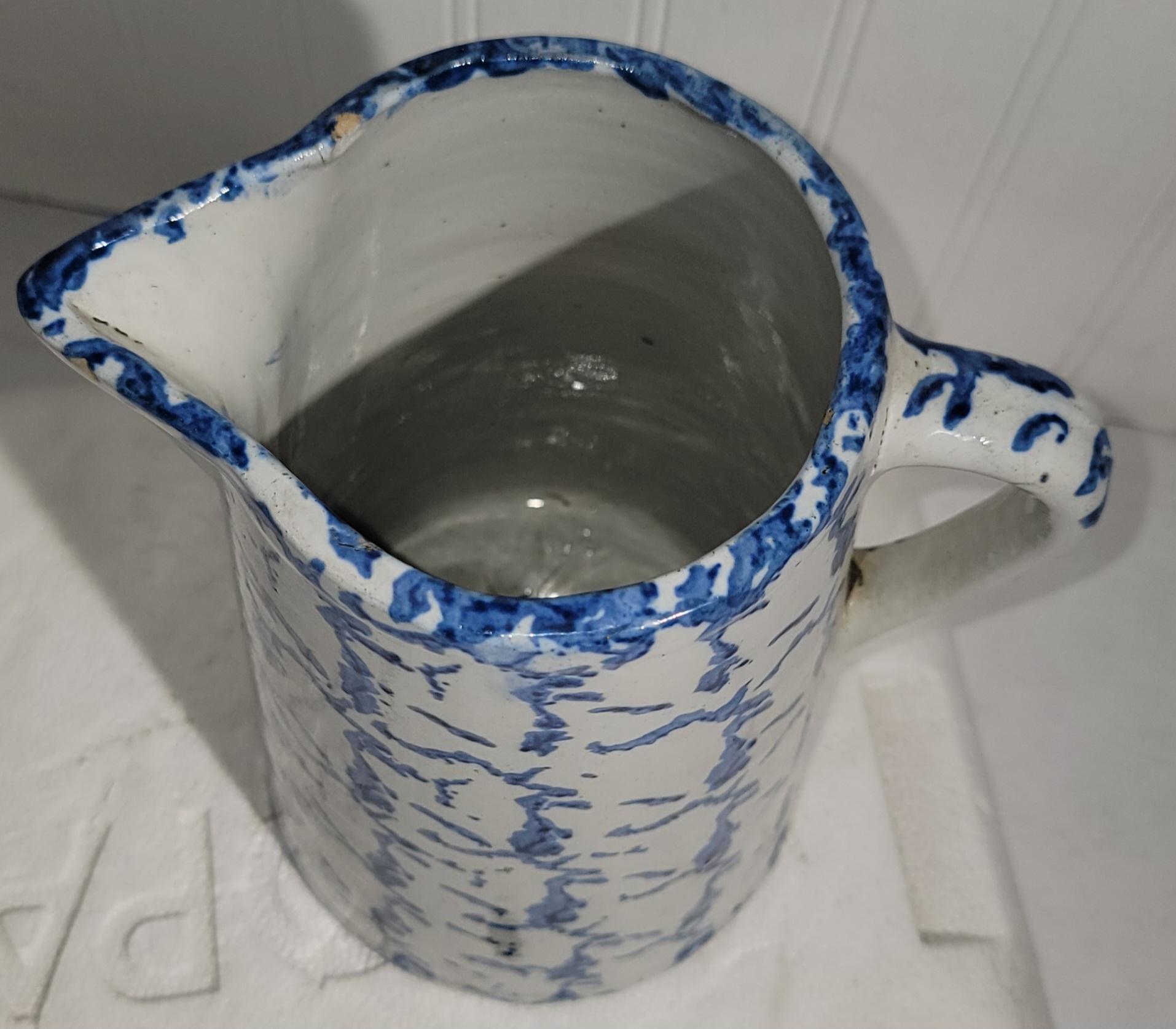 19Thc Sponge Ware Pottery Pitchers -Collection of Four For Sale 5
