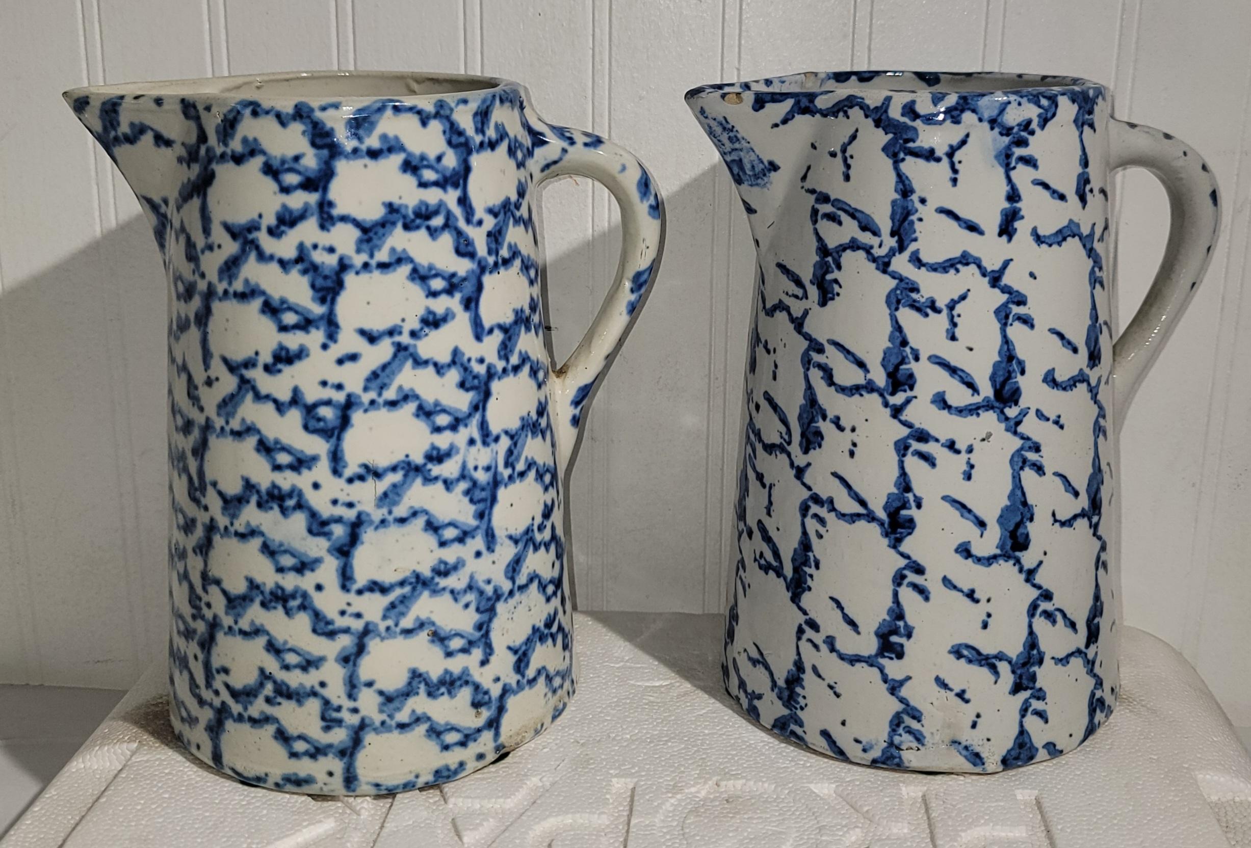 Adirondack 19Thc Sponge Ware Pottery Pitchers -Collection of Four For Sale