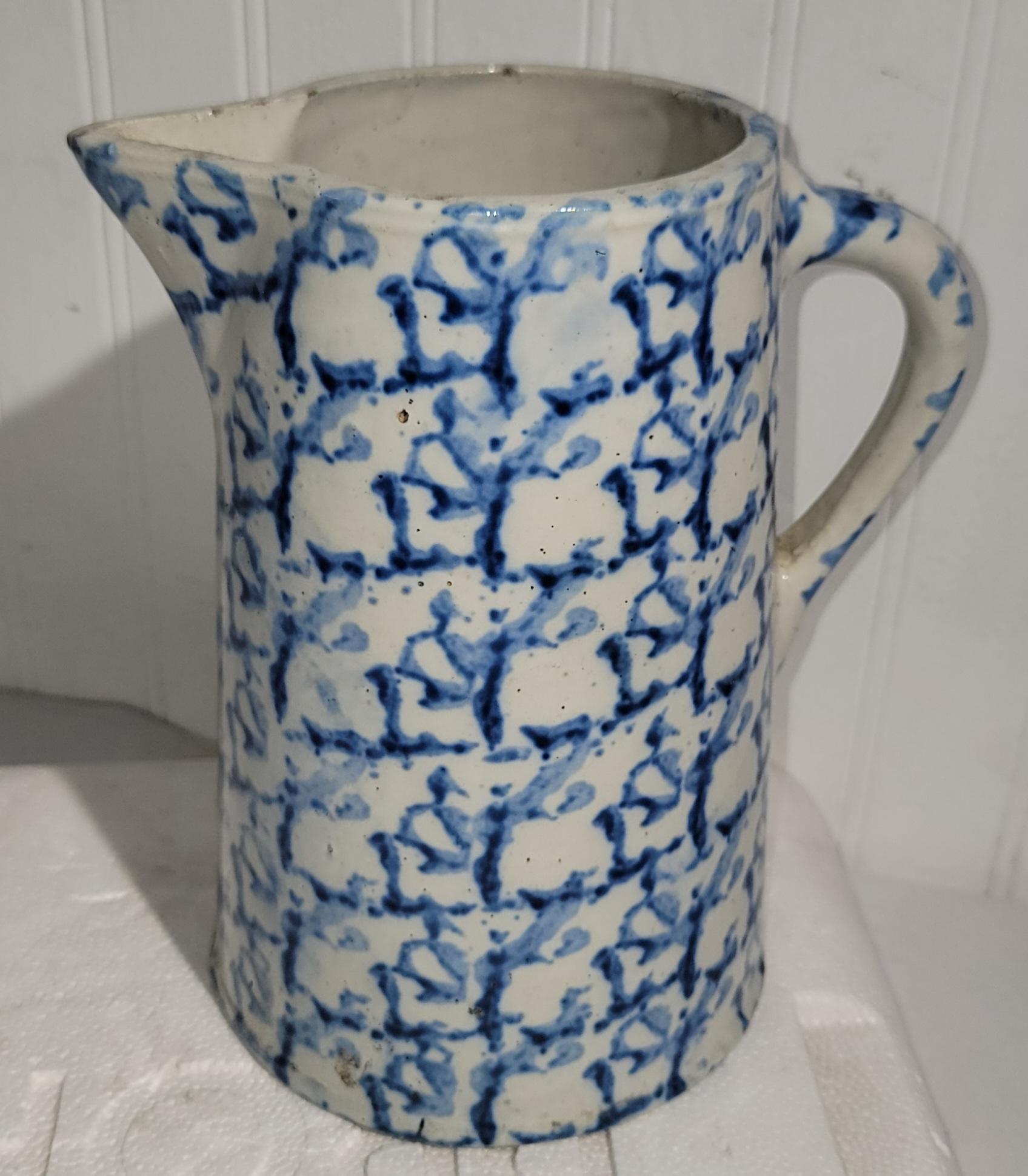 Late 19th Century 19Thc Sponge Ware Pottery Pitchers -Collection of Four For Sale