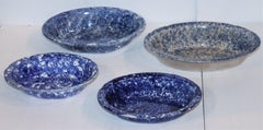 Saladiers en poterie en grés du XIXe siècle, collection de quatre saladiers
