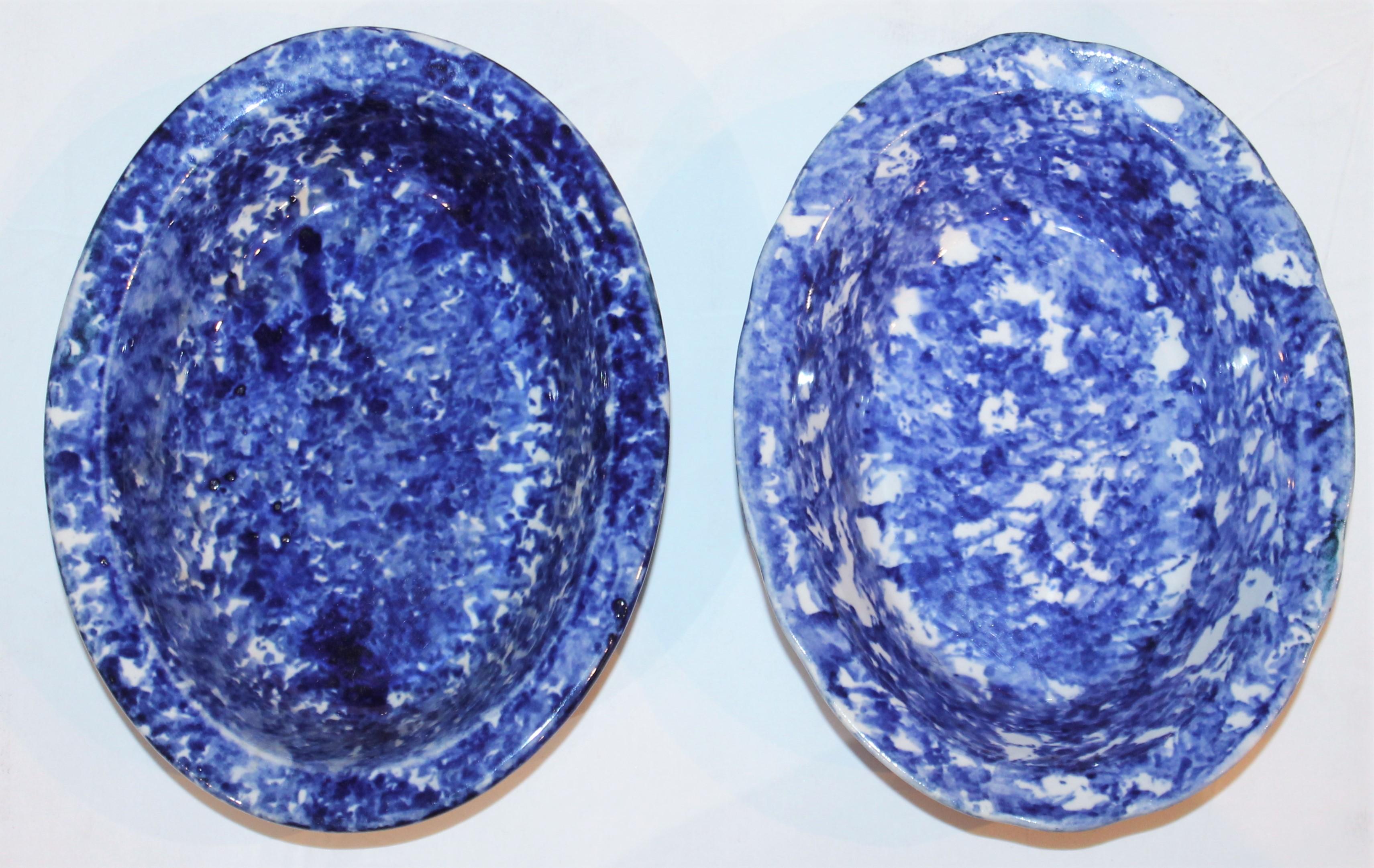 19th Century Sponge Ware Pottery Serving Bowls, Collection of Four In Good Condition For Sale In Los Angeles, CA