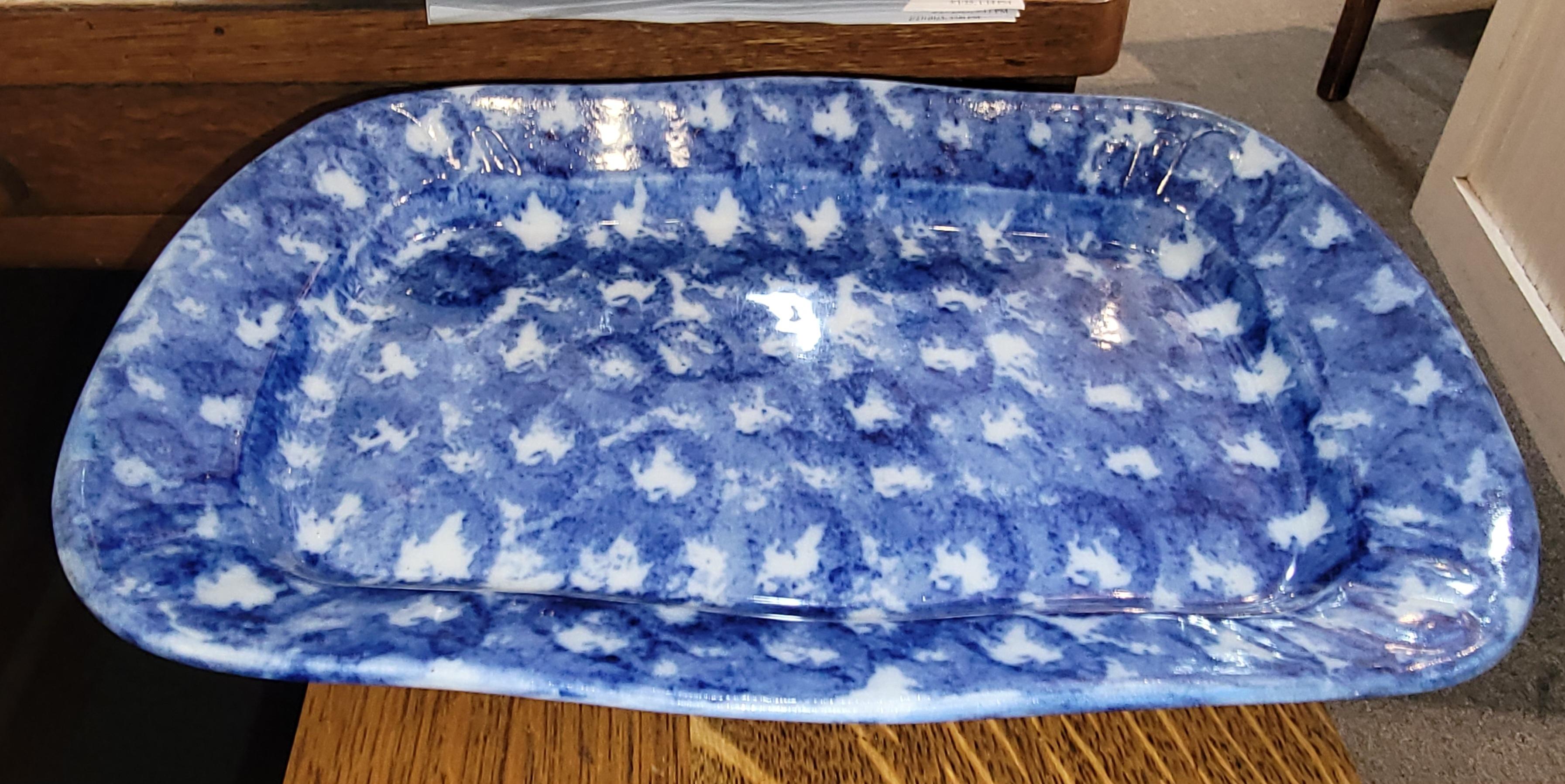 Folk Art 19Thc Sponge Ware Pottery Serving Platter For Sale