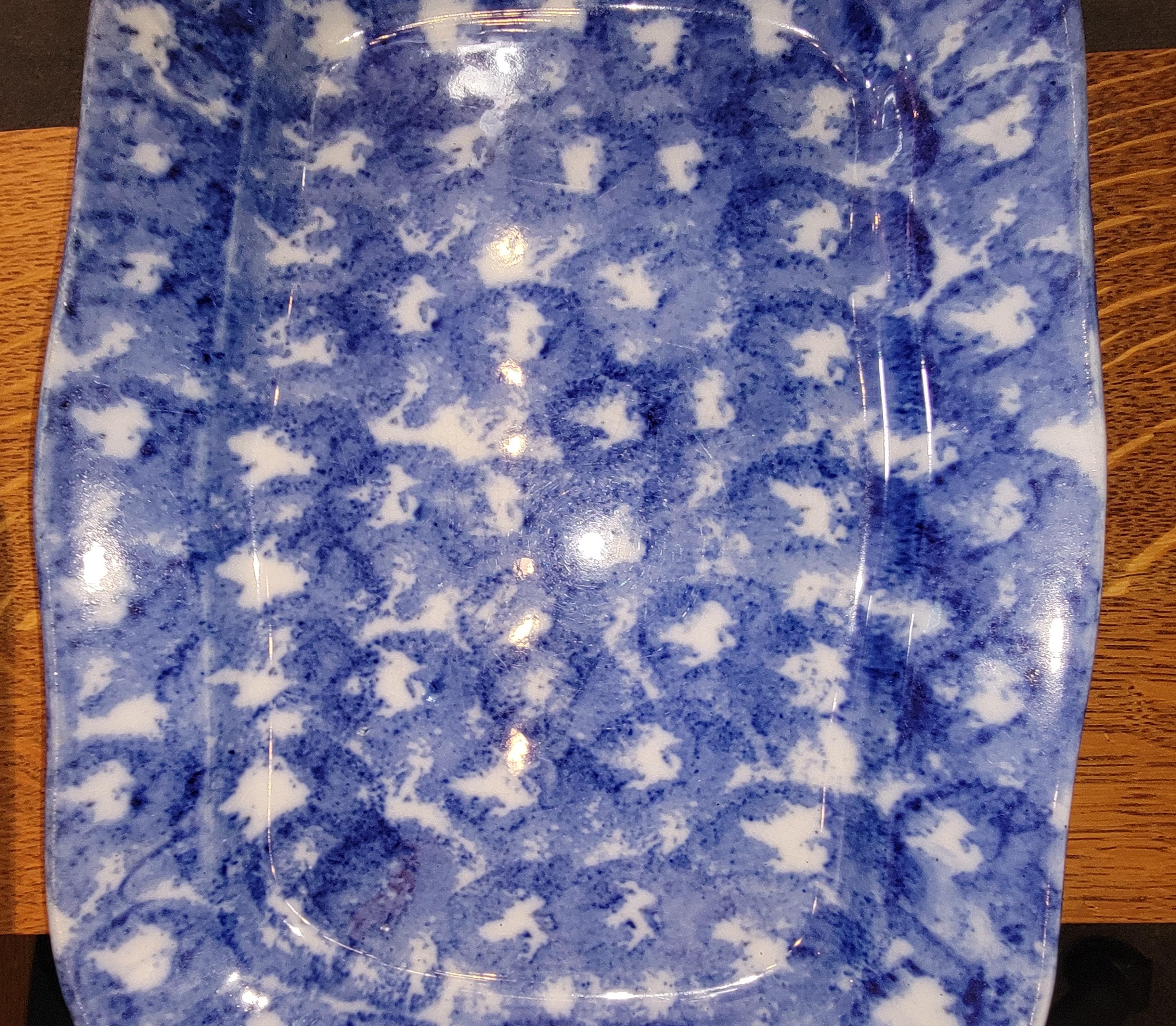 Hand-Crafted 19Thc Sponge Ware Pottery Serving Platter For Sale