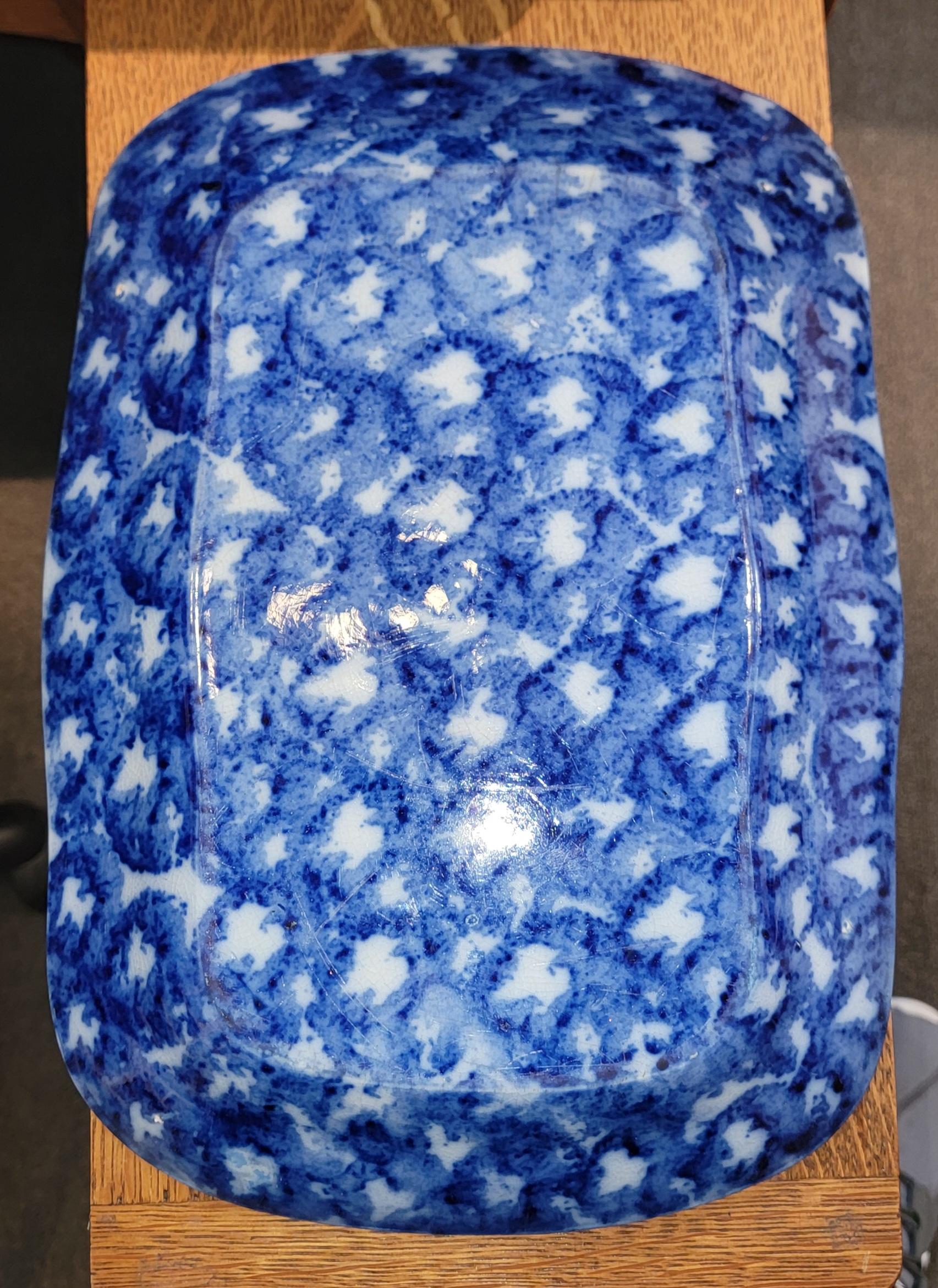 19Thc Sponge Ware Pottery Serving Platter For Sale 2