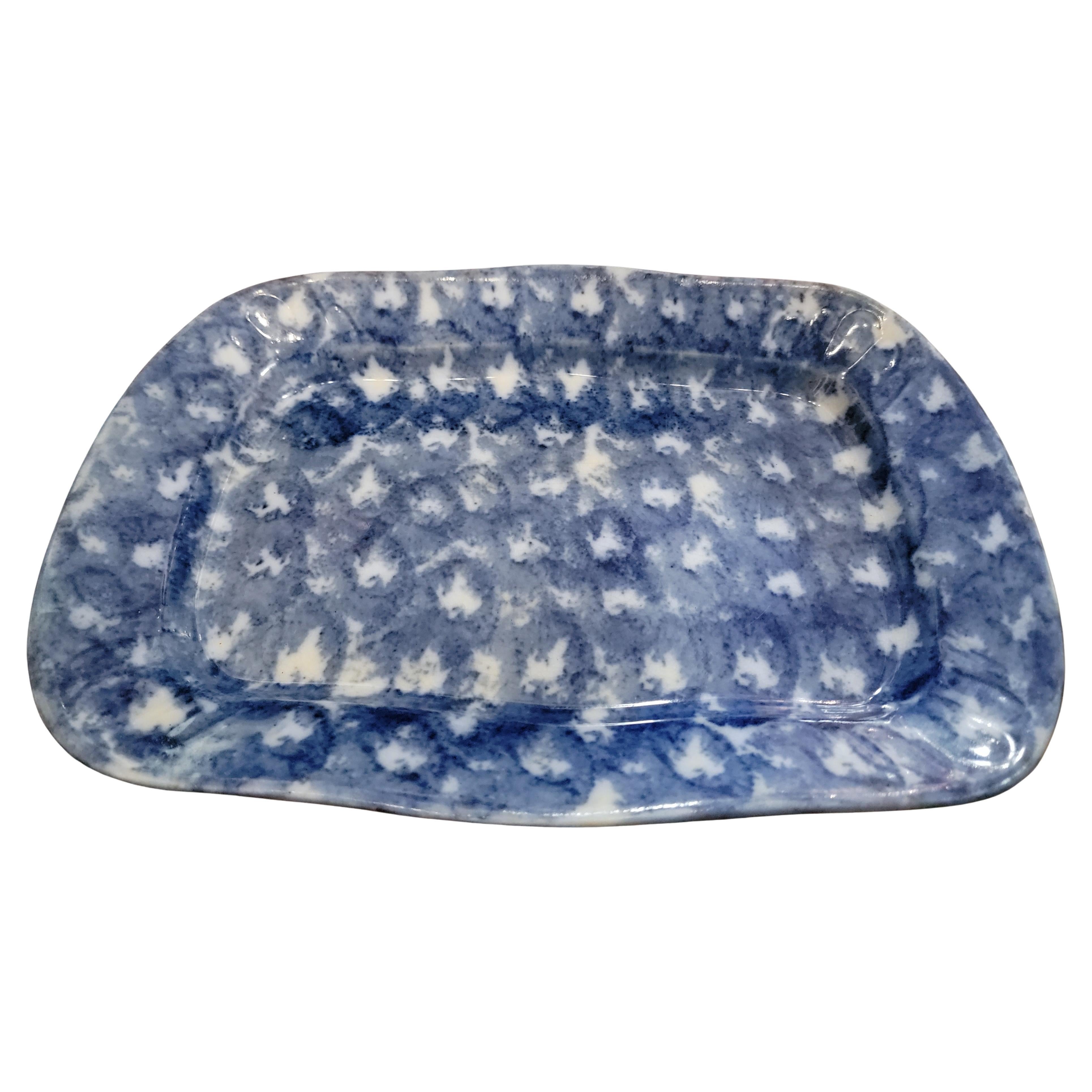 19Thc Sponge Ware Pottery Serving Platter